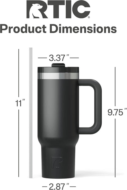 30 oz Road Trip Tumbler Double-Walled Insulated Stainless Steel Portable Travel Coffee Mug Cup with Lid, Handle and Straw, Midnight Dust Metallic - Colors B