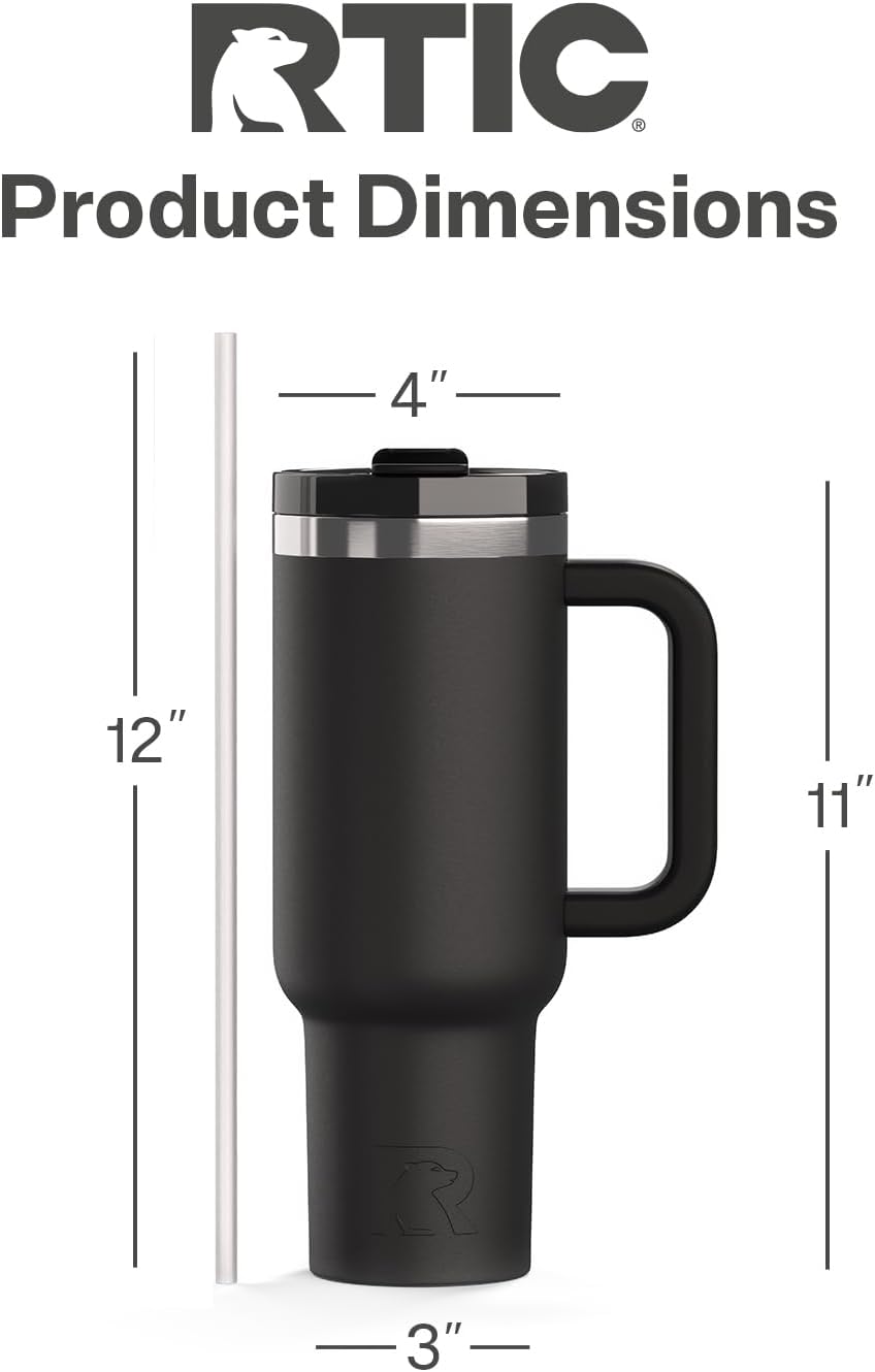 30 oz Road Trip Tumbler Double-Walled Insulated Stainless Steel Portable Travel Coffee Mug Cup with Lid, Handle and Straw, Midnight Dust Metallic - Colors B