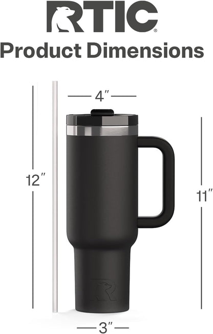 30 oz Road Trip Tumbler Double-Walled Insulated Stainless Steel Portable Travel Coffee Mug Cup with Lid, Handle and Straw, Midnight Dust Metallic - Colors B