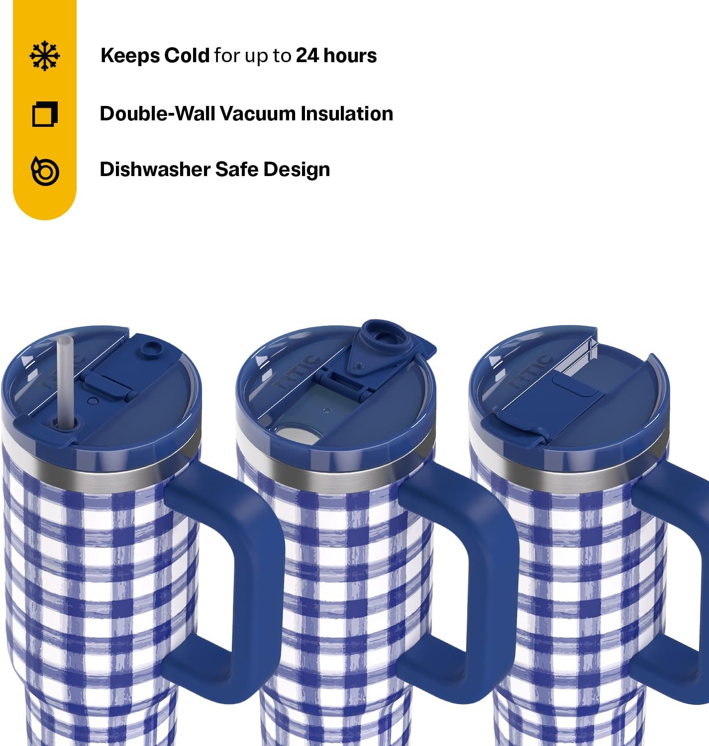 30 oz Road Trip Tumbler Double-Walled Insulated Stainless Steel Portable Travel Coffee Mug Cup with Lid, Handle and Straw, Midnight Dust Metallic - Colors B