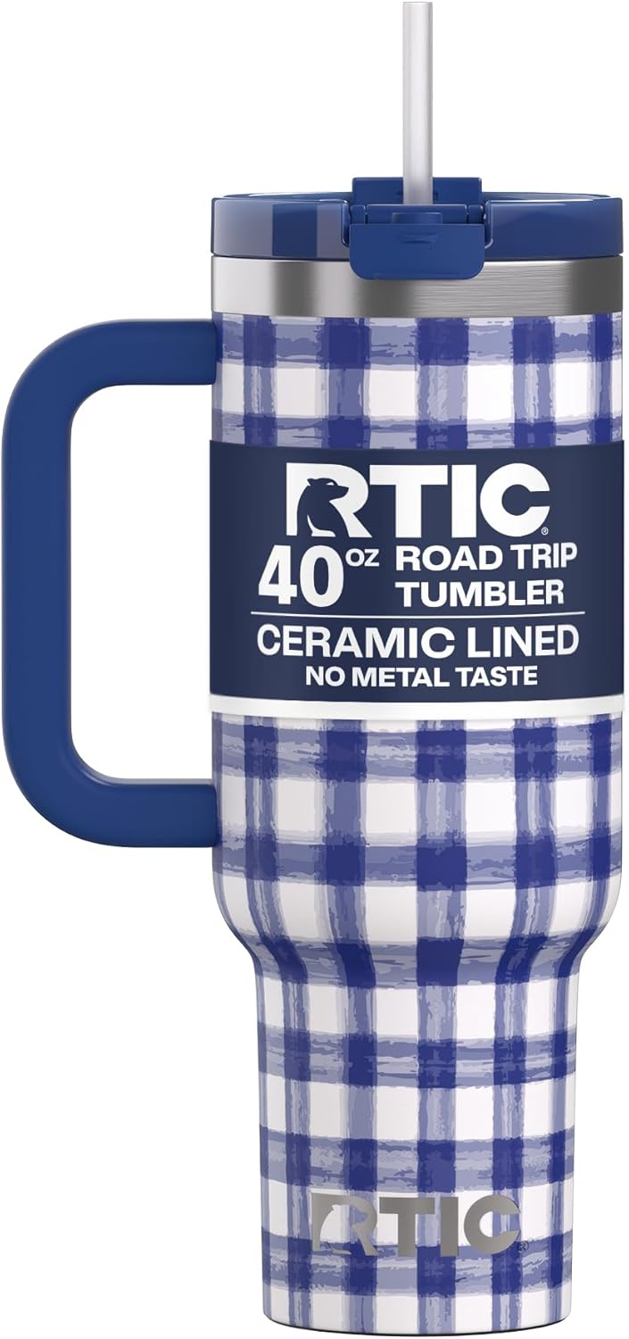 30 oz Road Trip Tumbler Double-Walled Insulated Stainless Steel Portable Travel Coffee Mug Cup with Lid, Handle and Straw, Midnight Dust Metallic - Colors B