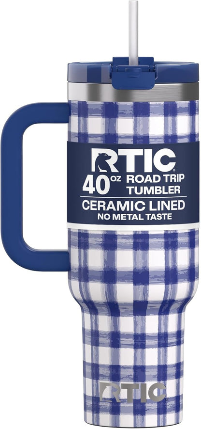 30 oz Road Trip Tumbler Double-Walled Insulated Stainless Steel Portable Travel Coffee Mug Cup with Lid, Handle and Straw, Midnight Dust Metallic - Colors B