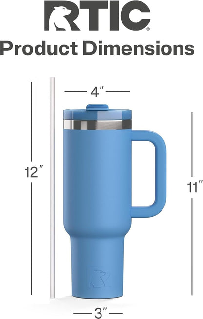 30 oz Road Trip Tumbler Double-Walled Insulated Stainless Steel Portable Travel Coffee Mug Cup with Lid, Handle and Straw, Midnight Dust Metallic - Colors B