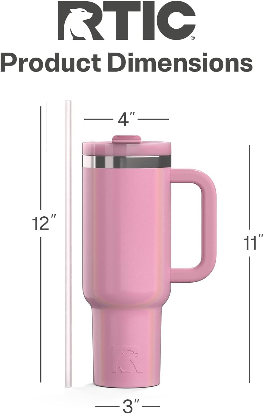 30 oz Road Trip Tumbler Double-Walled Insulated Stainless Steel Portable Travel Coffee Mug Cup with Lid, Handle and Straw, Midnight Dust Metallic - Colors B