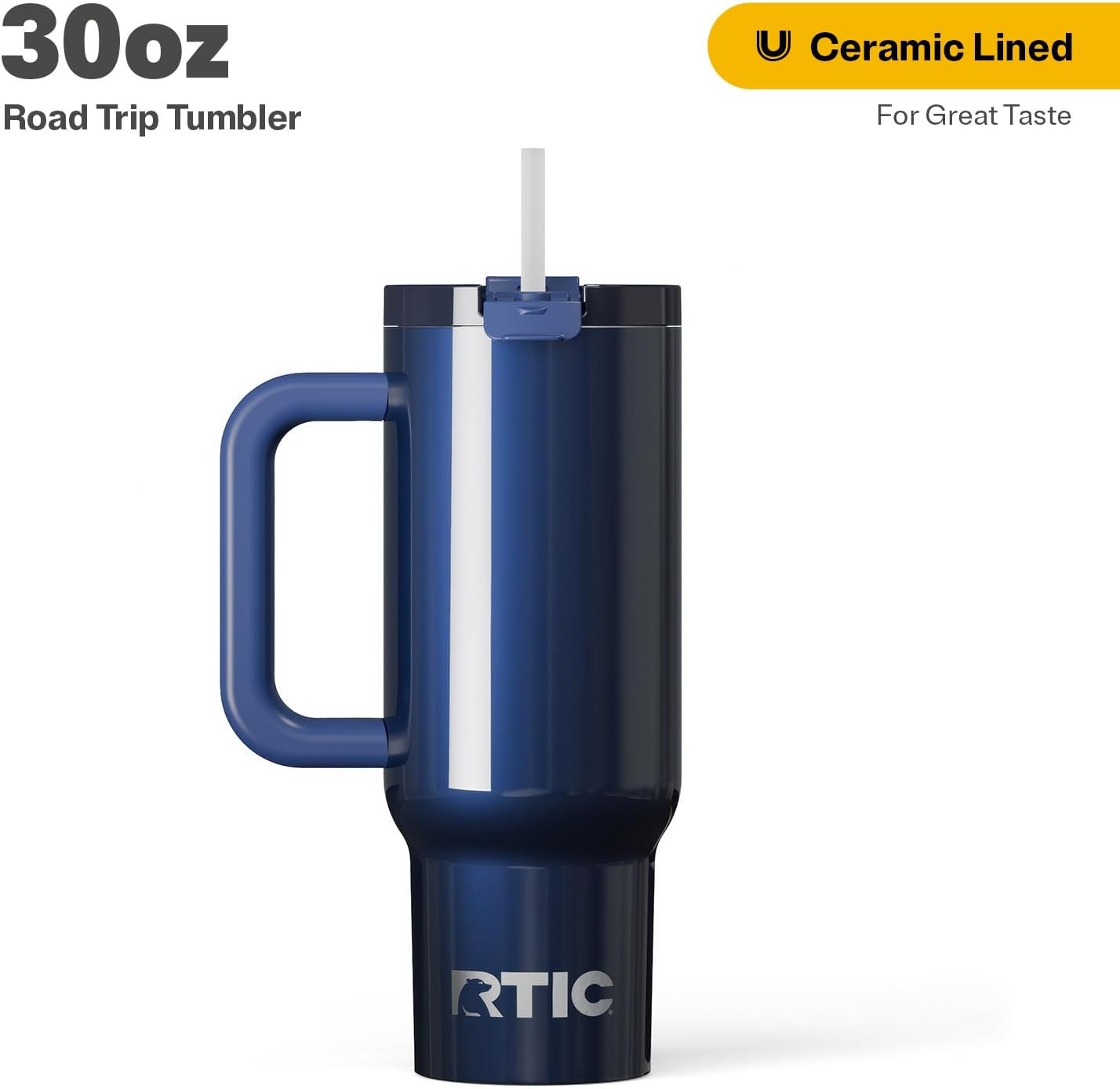 30 oz Road Trip Tumbler Double-Walled Insulated Stainless Steel Portable Travel Coffee Mug Cup with Lid, Handle and Straw, Midnight Dust Metallic - Colors B