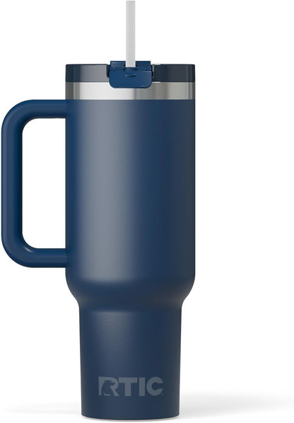 30 oz Road Trip Tumbler Double-Walled Insulated Stainless Steel Portable Travel Coffee Mug Cup with Lid, Handle and Straw, Midnight Dust Metallic - Colors B