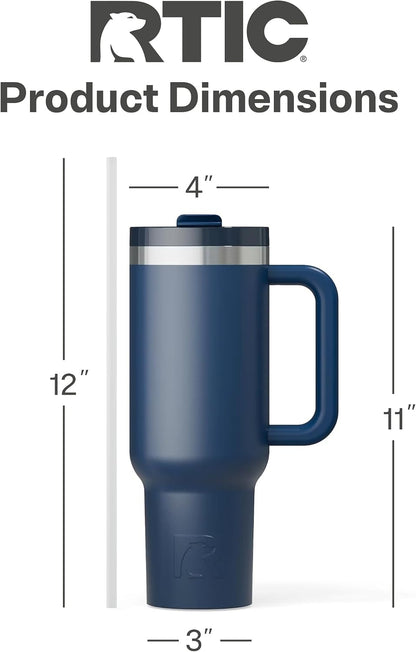 30 oz Road Trip Tumbler Double-Walled Insulated Stainless Steel Portable Travel Coffee Mug Cup with Lid, Handle and Straw, Midnight Dust Metallic - Colors B