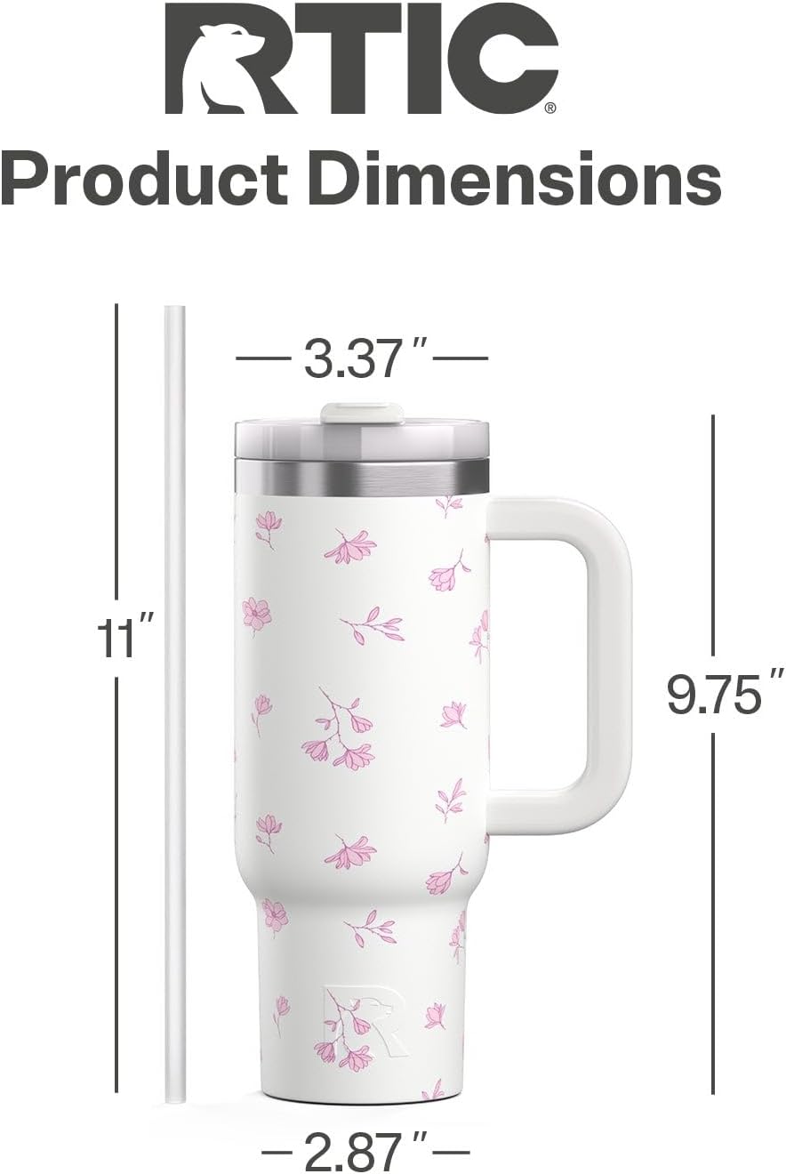 30 oz Road Trip Tumbler Double-Walled Insulated Stainless Steel Portable Travel Coffee Mug Cup with Lid, Handle and Straw, Midnight Dust Metallic - Colors B