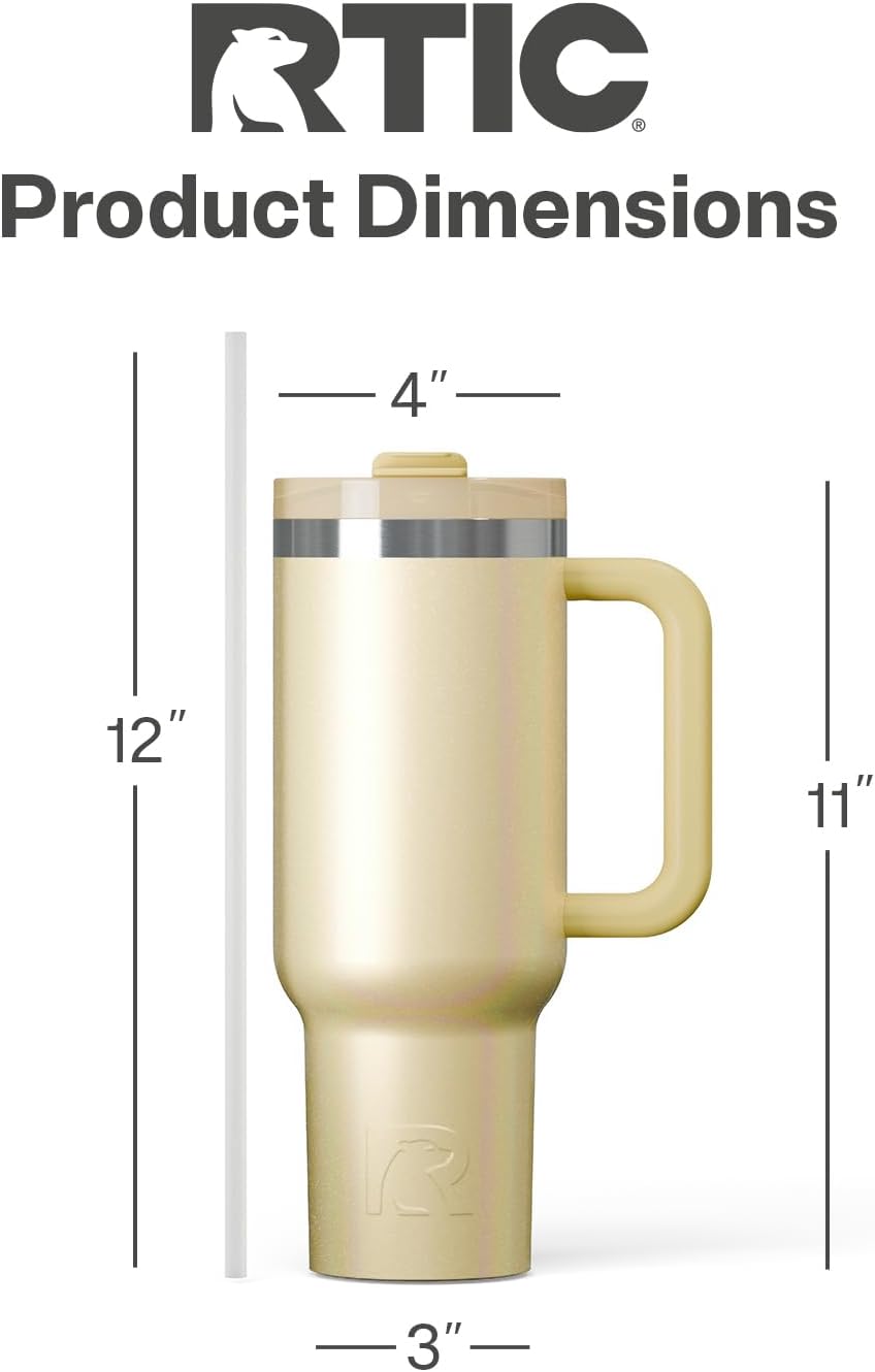 30 oz Road Trip Tumbler Double-Walled Insulated Stainless Steel Portable Travel Coffee Mug Cup with Lid, Handle and Straw, Midnight Dust Metallic - Colors B
