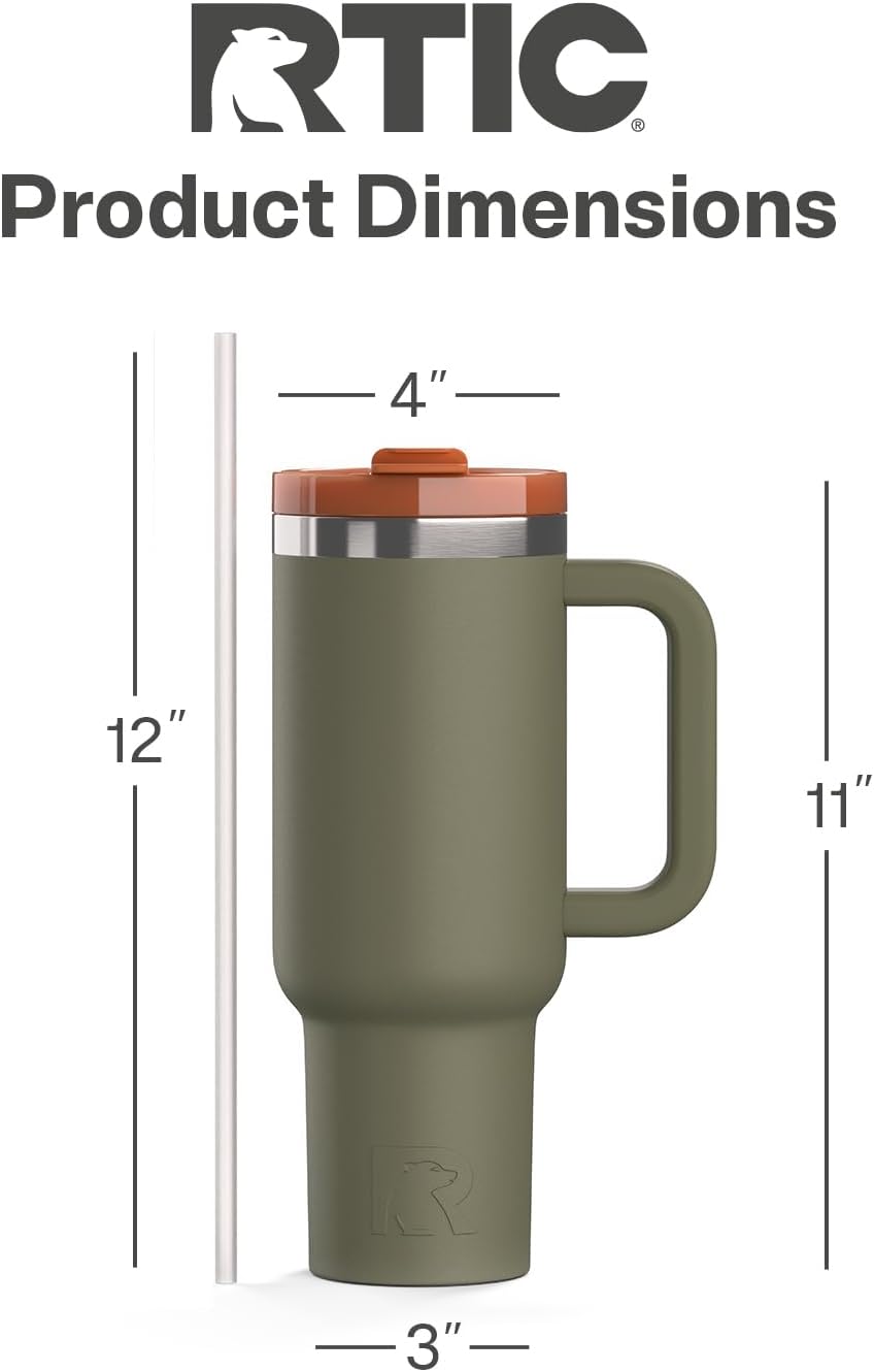 30 oz Road Trip Tumbler Double-Walled Insulated Stainless Steel Portable Travel Coffee Mug Cup with Lid, Handle and Straw, Midnight Dust Metallic - Colors B