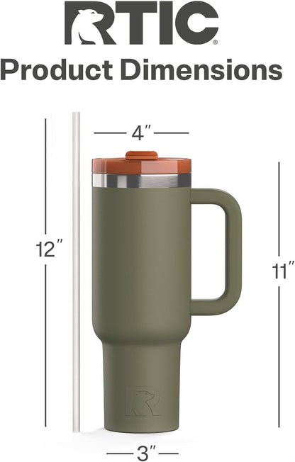 30 oz Road Trip Tumbler Double-Walled Insulated Stainless Steel Portable Travel Coffee Mug Cup with Lid, Handle and Straw, Midnight Dust Metallic - Colors B