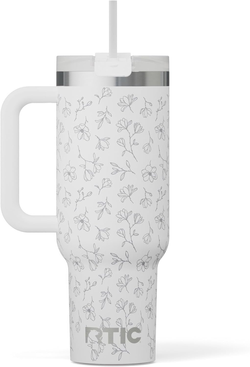 30 oz Road Trip Tumbler Double-Walled Insulated Stainless Steel Portable Travel Coffee Mug Cup with Lid, Handle and Straw, Midnight Dust Metallic - Colors B