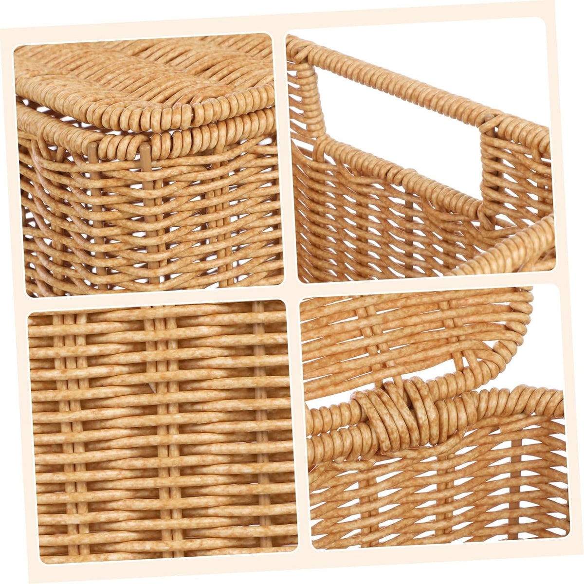 Handwoven Lidded Storage Basket Brown Cube for Clothing Sundries