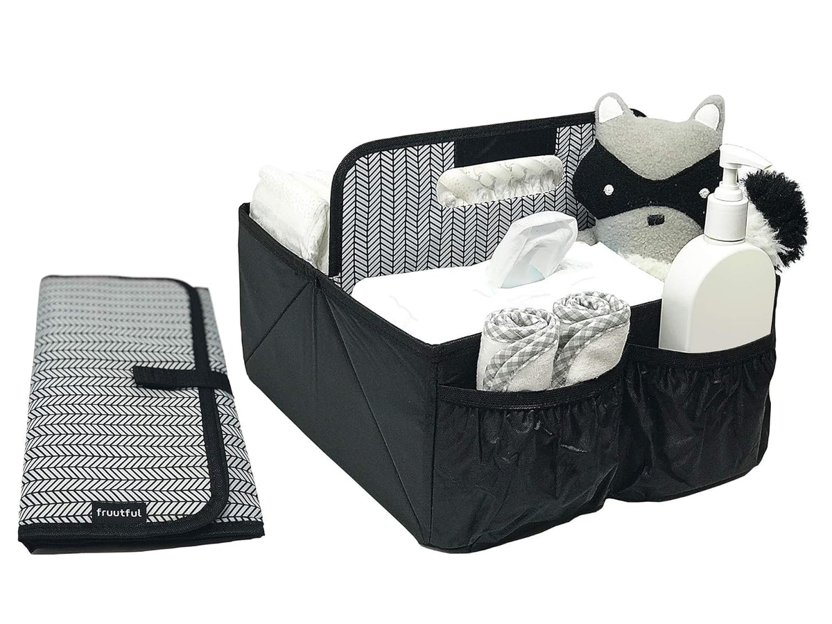 Baby Diaper Caddy and Car Organizer for Accessories| Changing Pad Included| Large Portable Storage Bin| Baby Shower or Holiday Gift