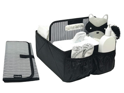 Baby Diaper Caddy and Car Organizer for Accessories| Changing Pad Included| Large Portable Storage Bin| Baby Shower or Holiday Gift