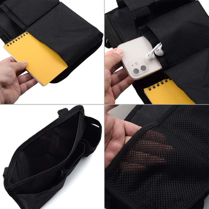 Wheelchair Side Bag Walker Side Bag Wheelchair Armrest Storage Pouch with Cup Holder, Wheelchair Accessories for Seniors for Walker, Rollator, Electric Scooter or Wheelchair -Black