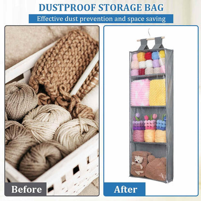Stuffed Animal Storage Over the Door Plush Toy Storage Door Hanging Toy Holder Over Hanging for Kids Toys Shoes Books Towels (Gray)