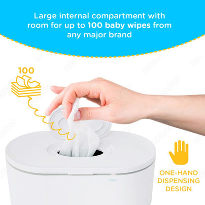 Wipe Warmer - Large Capacity Wipe Warmer and Baby Wet Wipes Dispenser with Even Warming and Built-In Nightlight - Newborn Essentials (White)