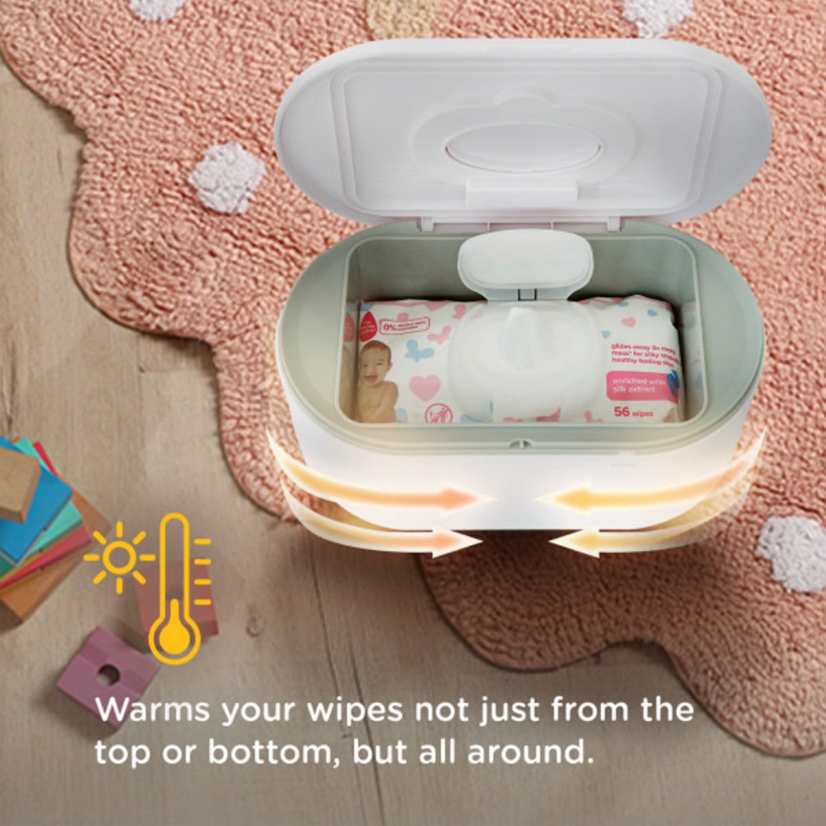 Wipe Warmer - Large Capacity Wipe Warmer and Baby Wet Wipes Dispenser with Even Warming and Built-In Nightlight - Newborn Essentials (White)
