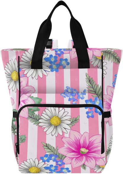 Diaper Bag Backpack, Multifunction Travel Bag for Moms Dads, Baby Changing Bag with Insulted Pockets, Stroller Straps and Side Bottle Pockets Blush Bloom Pattern