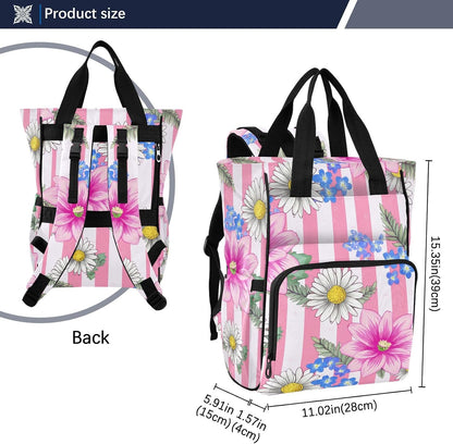 Diaper Bag Backpack, Multifunction Travel Bag for Moms Dads, Baby Changing Bag with Insulted Pockets, Stroller Straps and Side Bottle Pockets Blush Bloom Pattern