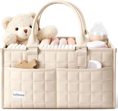 Baby Diaper Caddy Organizer, Portable Nursery Storage Basket with Handle