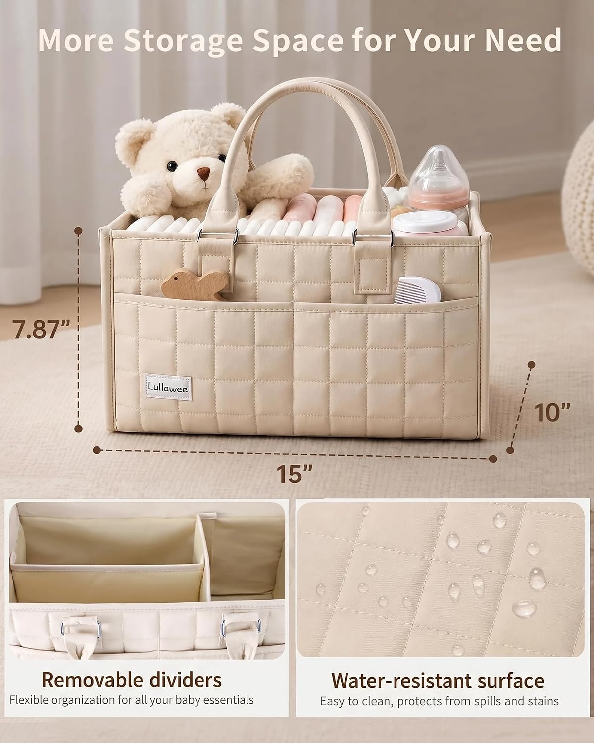 Baby Diaper Caddy Organizer, Portable Nursery Storage Basket with Handle