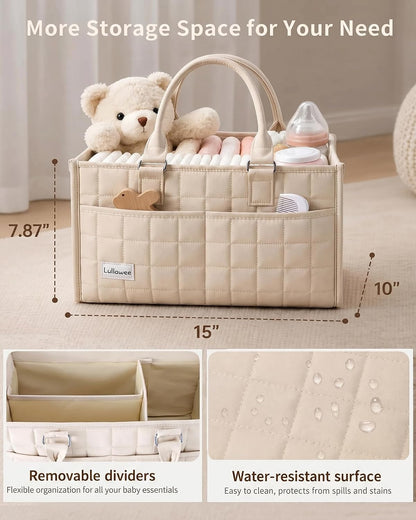 Baby Diaper Caddy Organizer, Portable Nursery Storage Basket with Handle