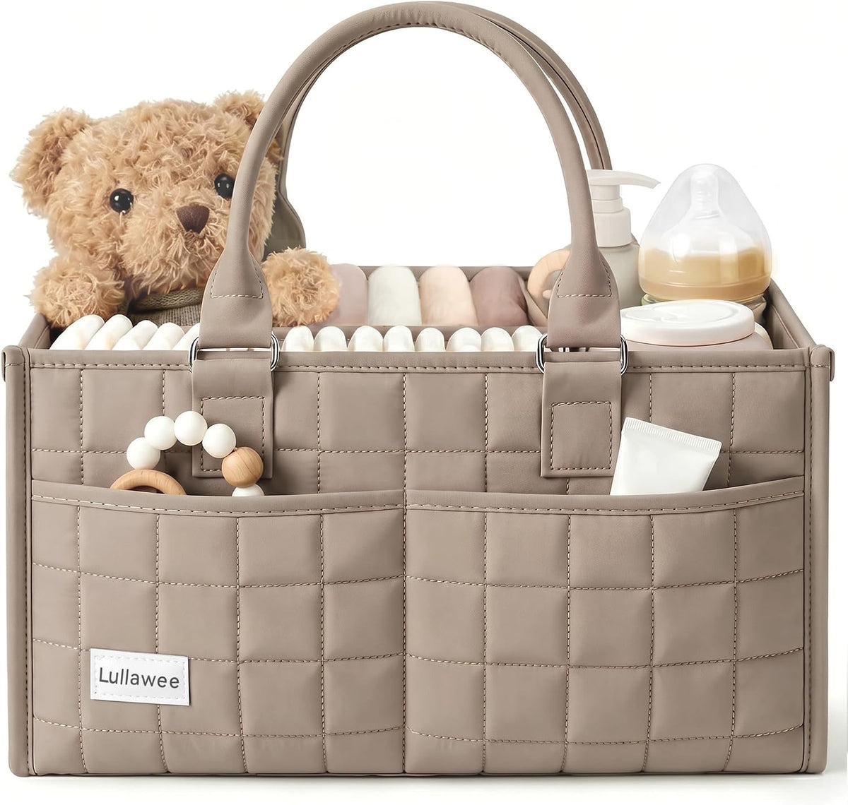 Baby Diaper Caddy Organizer, Portable Nursery Storage Basket with Handle
