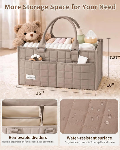 Baby Diaper Caddy Organizer, Portable Nursery Storage Basket with Handle