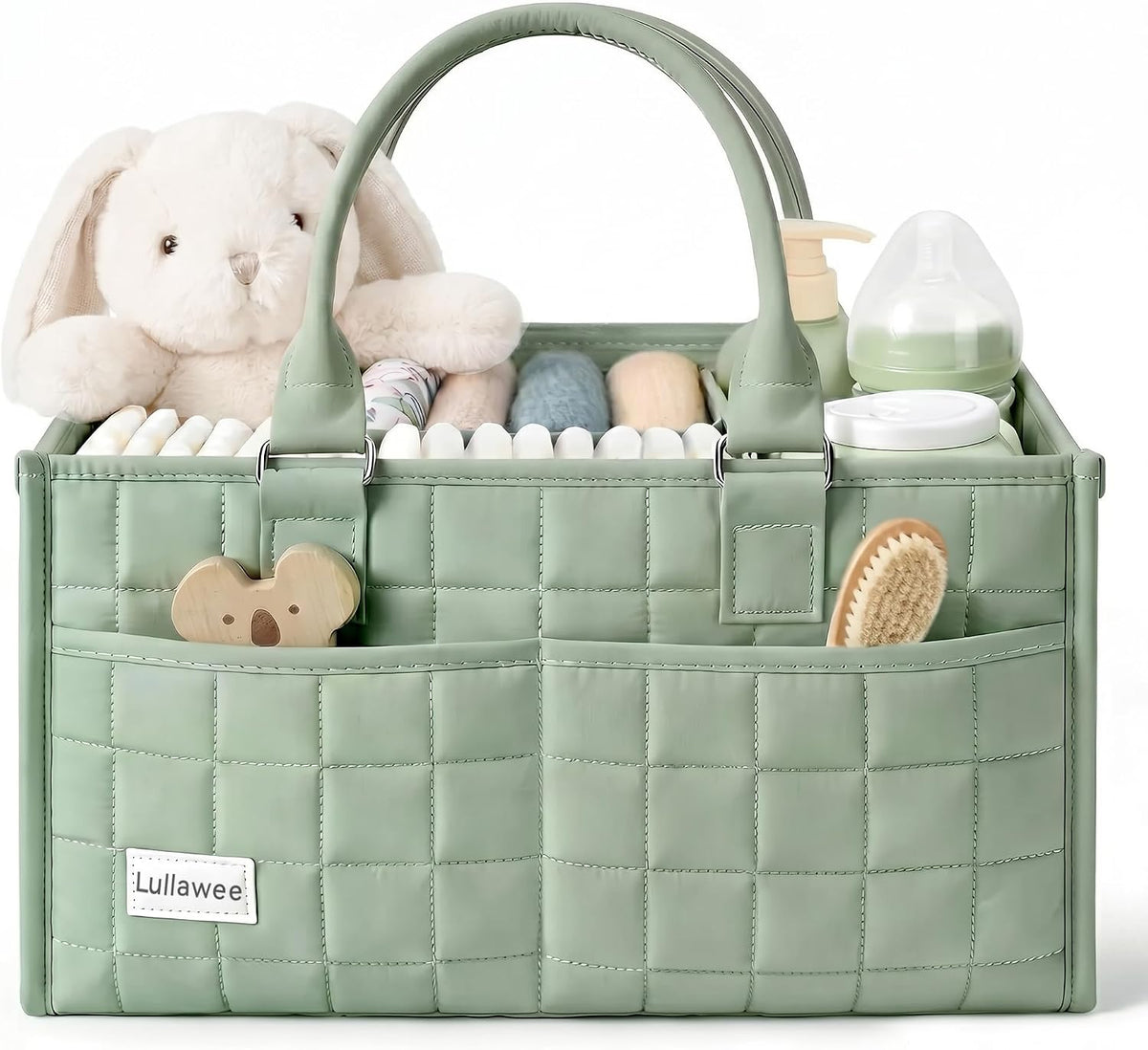 Baby Diaper Caddy Organizer, Portable Nursery Storage Basket with Handle