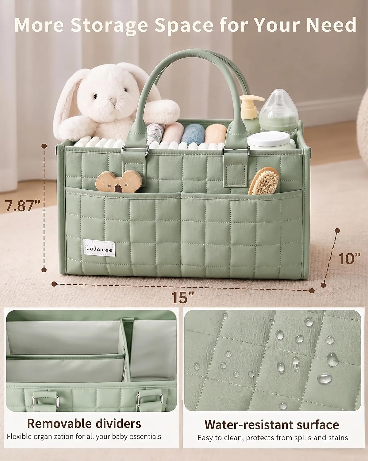 Baby Diaper Caddy Organizer, Portable Nursery Storage Basket with Handle