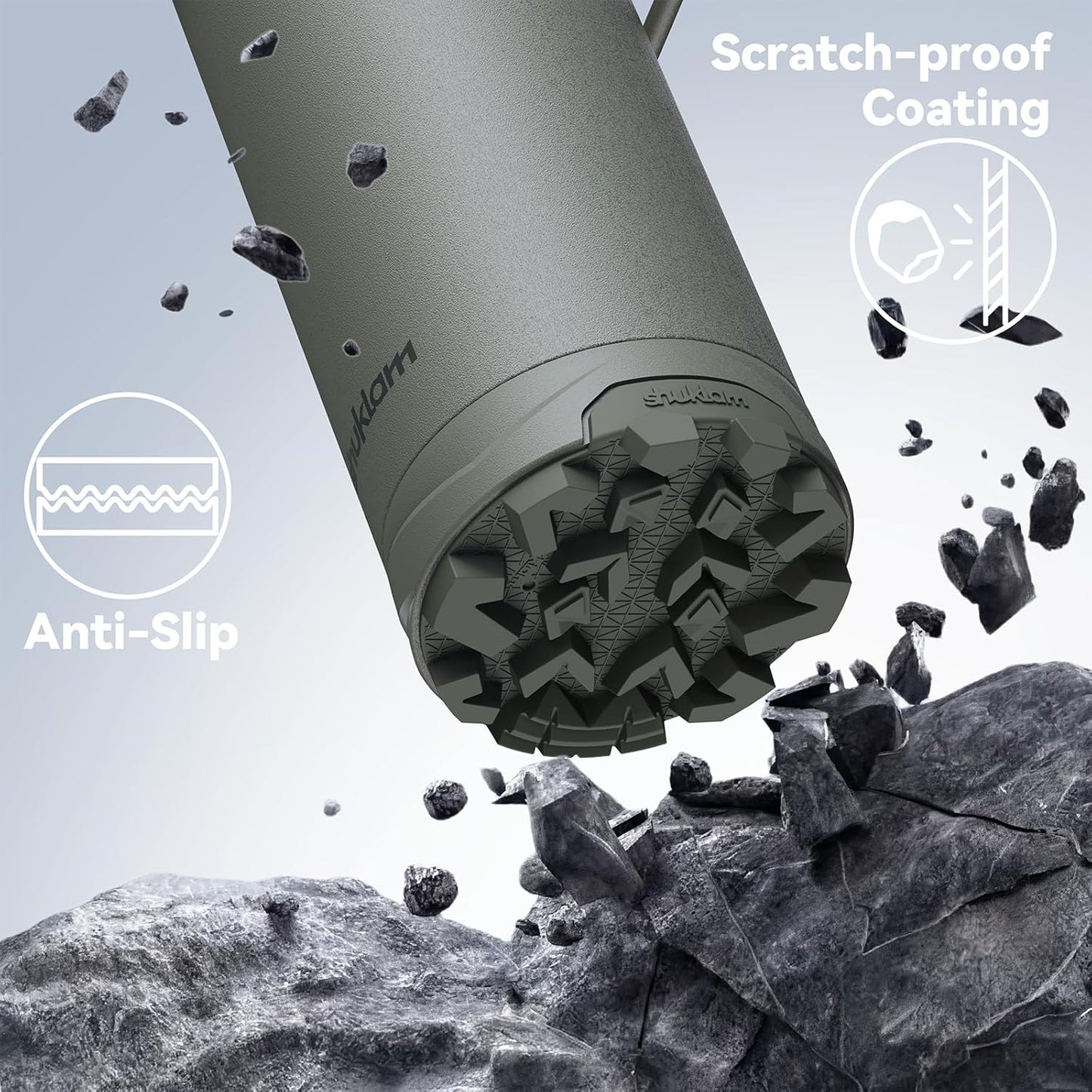 Outdoor Stainless Steel Insulated Tumbler, 19.6oz | One-Touch Splash-Proof Lid, Scratch-Resistant Coating, Non-Slip Base, Portable Carry Handle