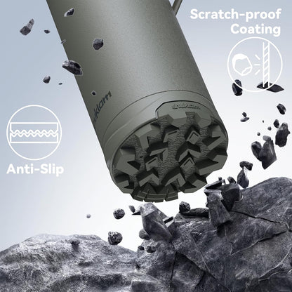 Outdoor Stainless Steel Insulated Tumbler, 19.6oz | One-Touch Splash-Proof Lid, Scratch-Resistant Coating, Non-Slip Base, Portable Carry Handle