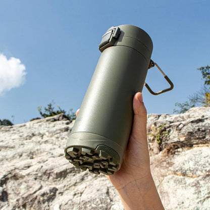 Outdoor Stainless Steel Insulated Tumbler, 19.6oz | One-Touch Splash-Proof Lid, Scratch-Resistant Coating, Non-Slip Base, Portable Carry Handle
