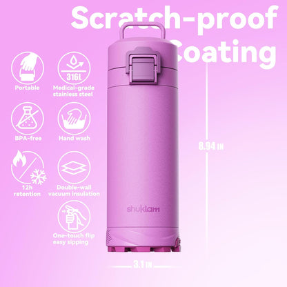 Outdoor Stainless Steel Insulated Tumbler, 19.6oz | One-Touch Splash-Proof Lid, Scratch-Resistant Coating, Non-Slip Base, Portable Carry Handle