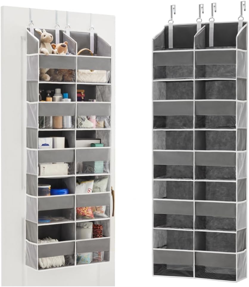 Over the Door Organizer for Bedroom, Pantry, Bathroom, 5 Shelf Grey