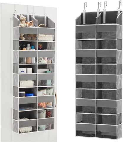 Over the Door Organizer for Bedroom, Pantry, Bathroom, 5 Shelf Grey