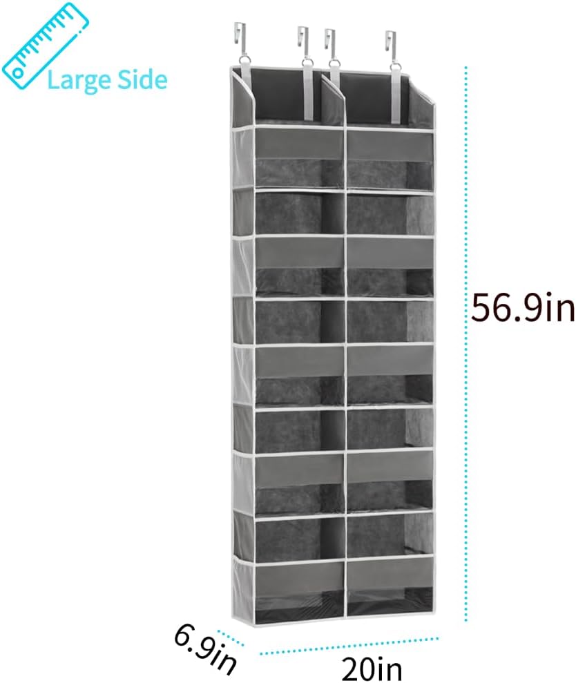 Over the Door Organizer for Bedroom, Pantry, Bathroom, 5 Shelf Grey