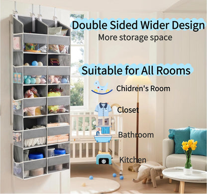 Over the Door Organizer for Bedroom, Pantry, Bathroom, 5 Shelf Grey