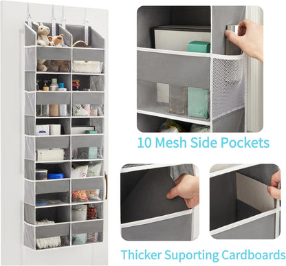 Over the Door Organizer for Bedroom, Pantry, Bathroom, 5 Shelf Grey