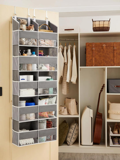 Over the Door Organizer for Bedroom, Pantry, Bathroom, 5 Shelf Grey