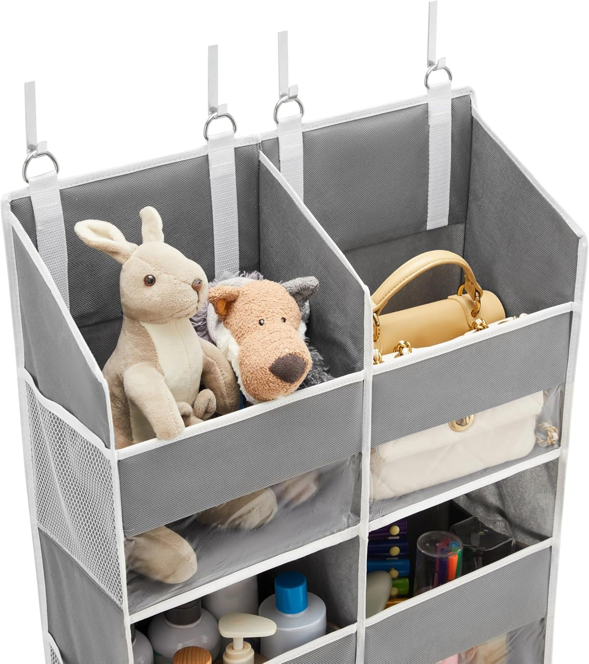 Over the Door Organizer for Bedroom, Pantry, Bathroom, 5 Shelf Grey