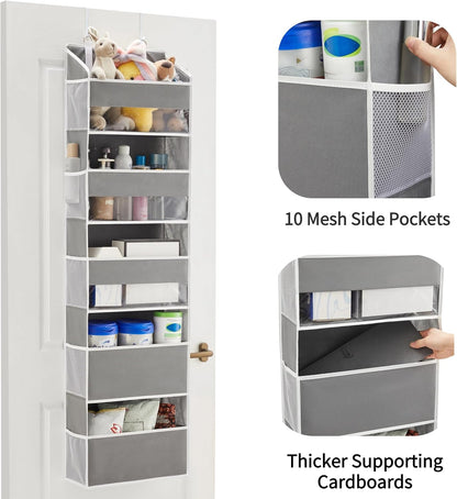 Over the Door Organizer for Bedroom, Pantry, Bathroom, 5 Shelf Grey