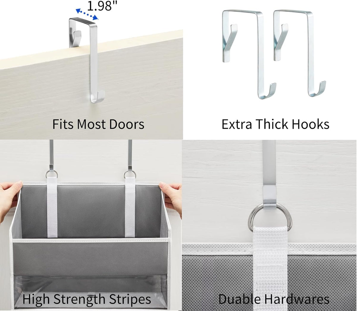 Over the Door Organizer for Bedroom, Pantry, Bathroom, 5 Shelf Grey
