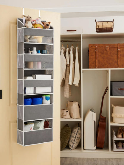 Over the Door Organizer for Bedroom, Pantry, Bathroom, 5 Shelf Grey