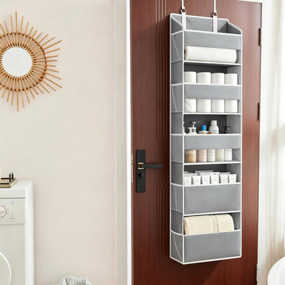 Over the Door Organizer for Bedroom, Pantry, Bathroom, 5 Shelf Grey