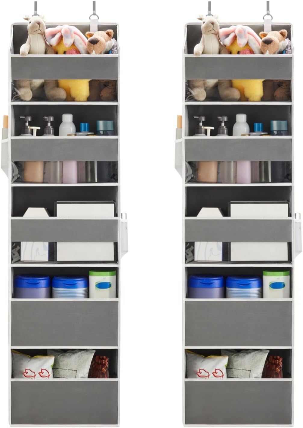 Over the Door Organizer for Bedroom, Pantry, Bathroom, 5 Shelf Grey