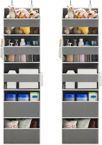 Over the Door Organizer for Bedroom, Pantry, Bathroom, 5 Shelf Grey