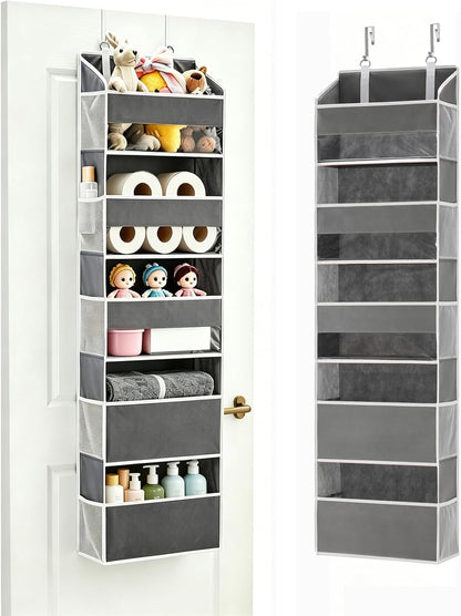 Over the Door Organizer for Bedroom, Pantry, Bathroom, 5 Shelf Grey